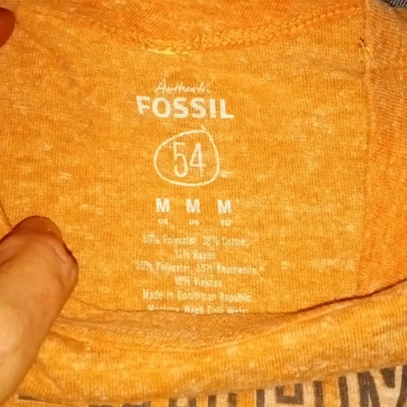 🐼🐼🐼Fossil Brand Oklahoma T-shirt Medium Heather Orange - Picture 2 of 5
